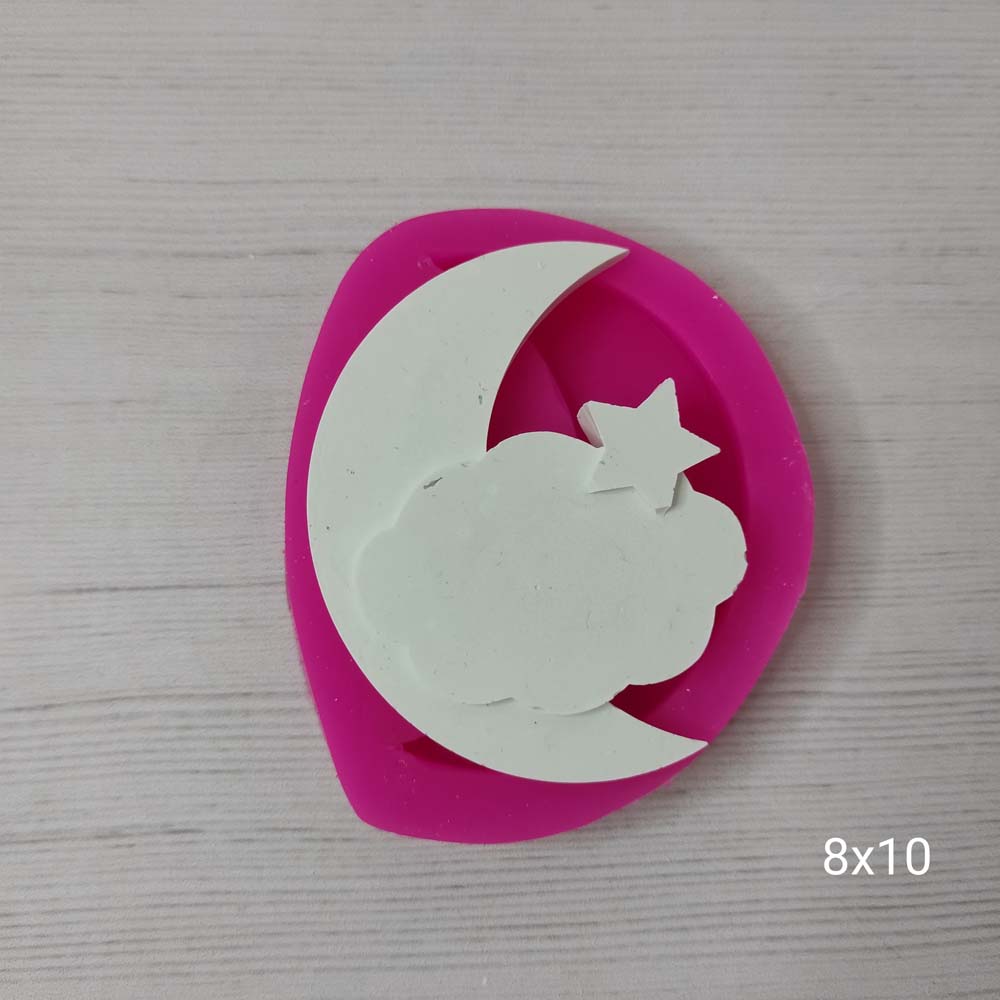 YY0038 Bitişik Ay,Yıldız ve Bulut Silikon Kalıp