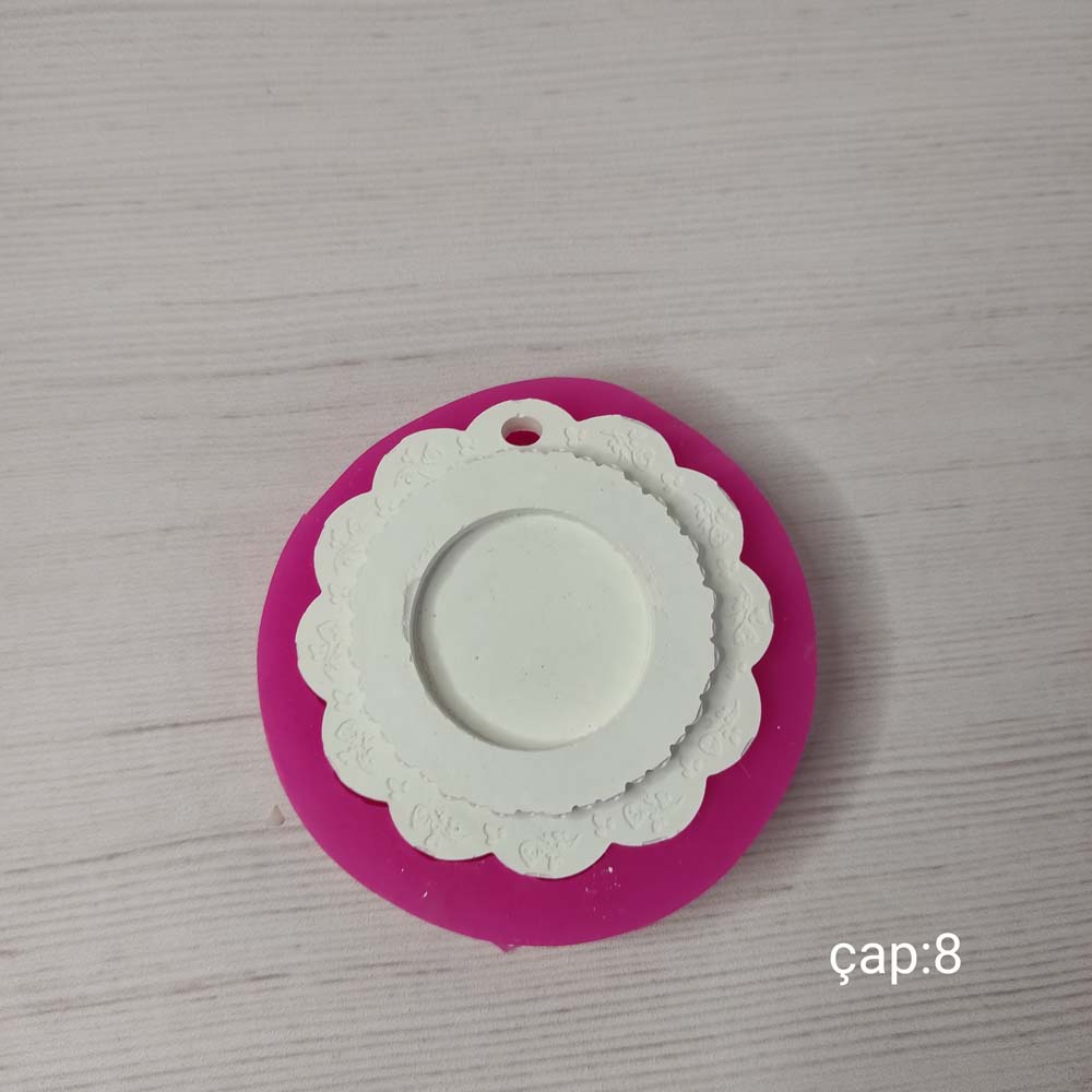 YY0089 Çiçek Desenli Yuvarlak Çerçeve Silikon Kalıp