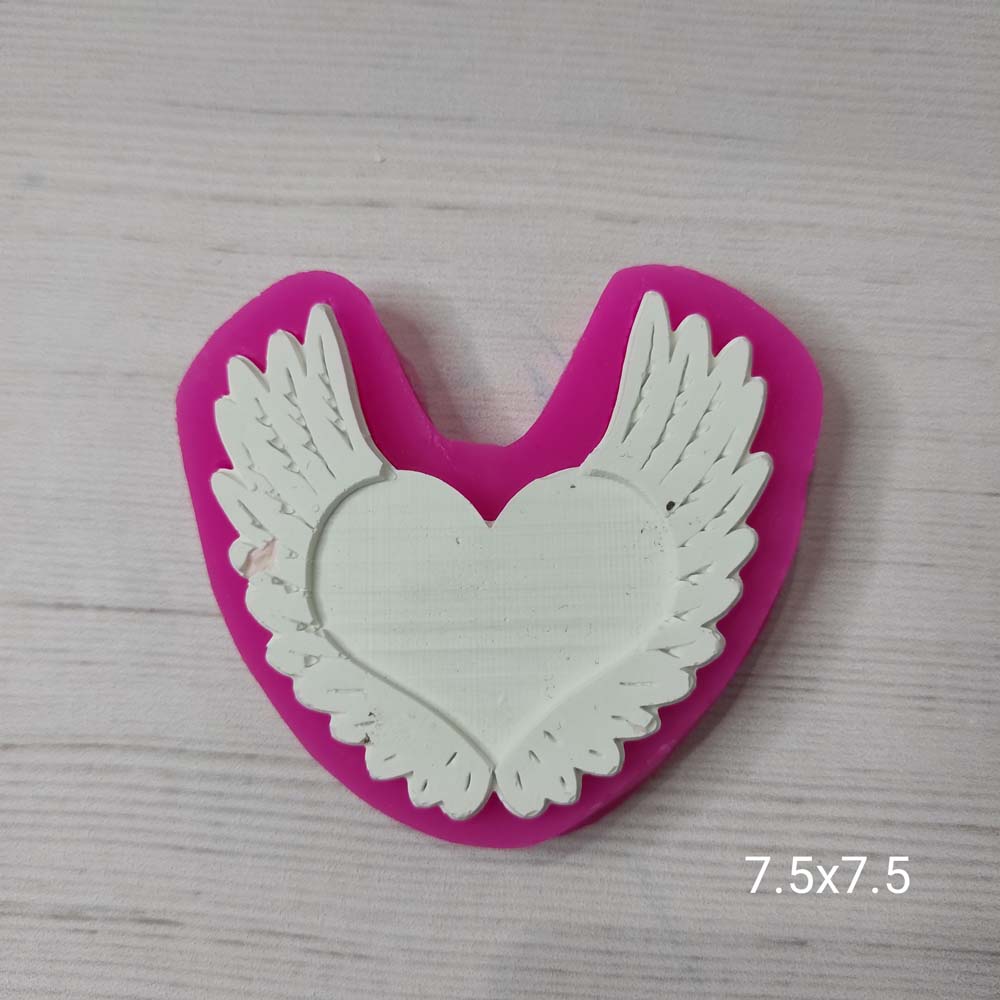 YY0100 Melek Kanatlı Kalp Çerçeve Silikon Kalıp