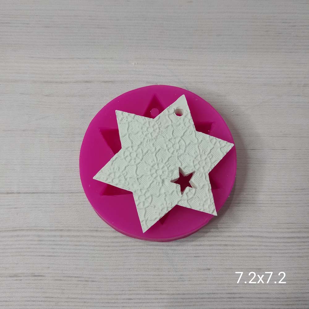 YY0106 Desenli Yıldız Boşluklu Yıldız Silikon Kalıp