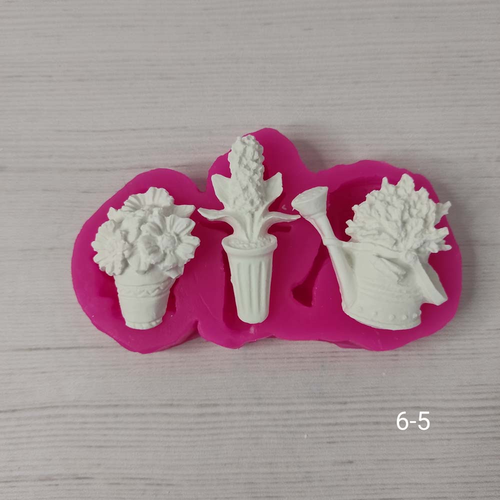 YY0181 Üçlü Saksıda Çiçekler Silikon Kalıp
