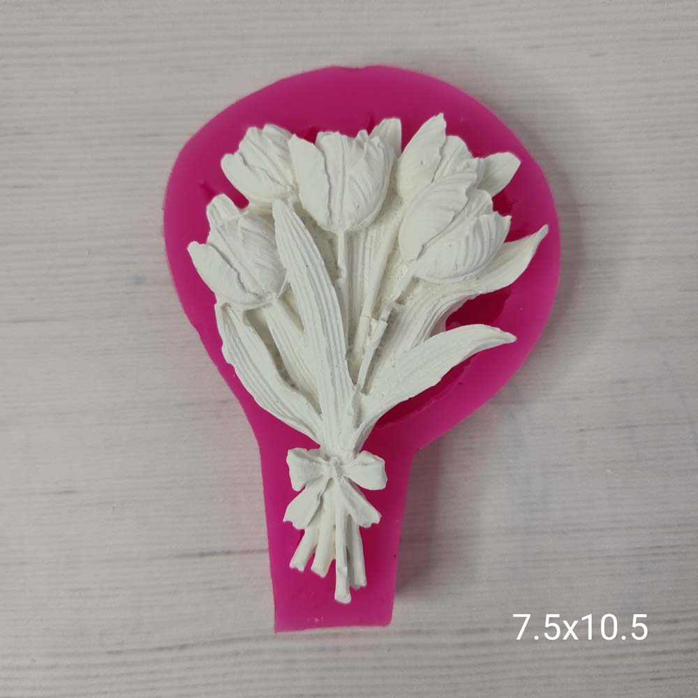 YY0189 Lale Uzun Yapraklı Fiyonklu Silikon Kalıp