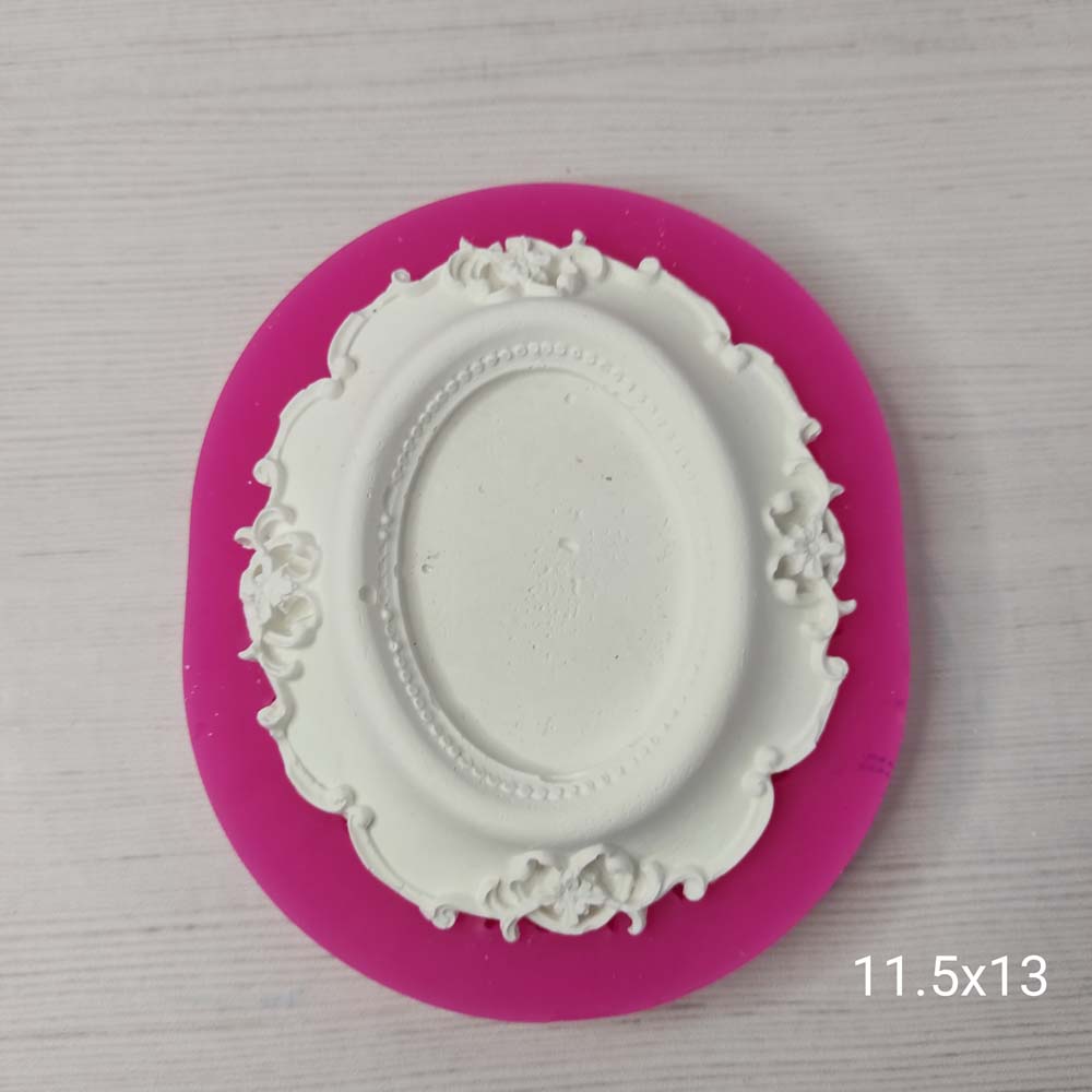 YY0335 Çiçekli Elips Çerçeve Silikon Kalıp