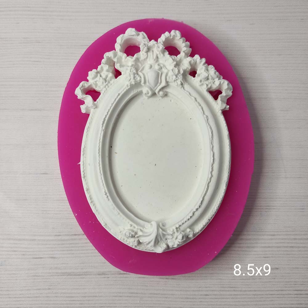 YY0341 Çiçek Desenli Elips Çerçeve Silikon Kalıp