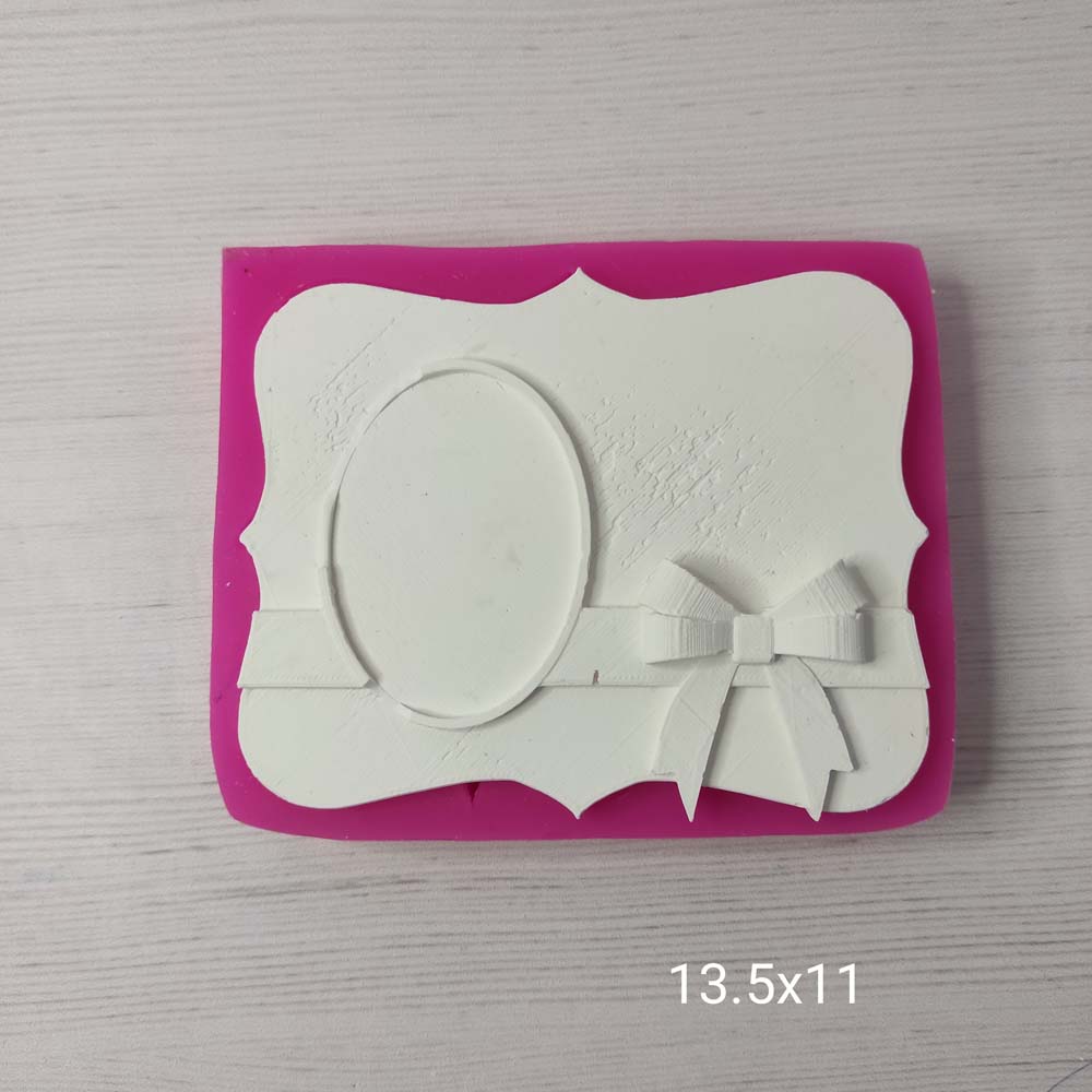 YY0345 Dikdörtgen İçinde Fiyonk Elips Çerçeve Silikon Kalıp