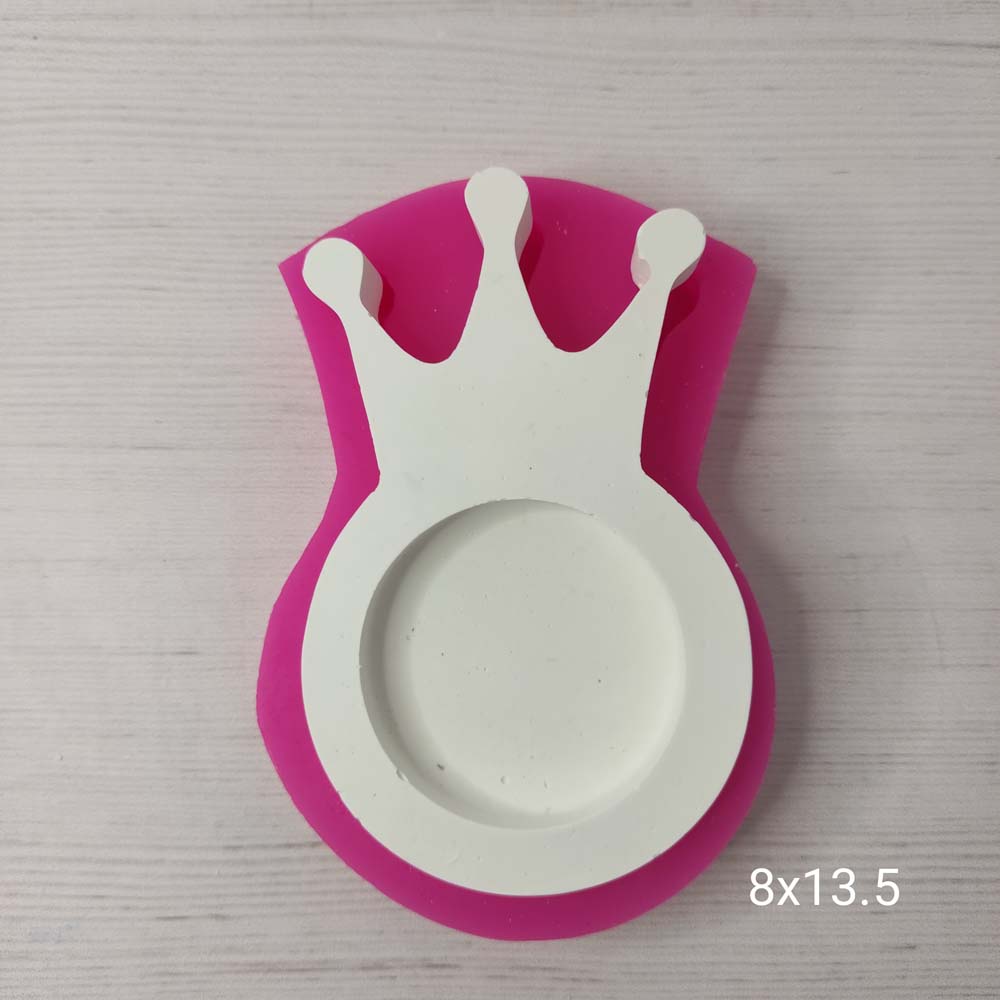YY0356 Kral Taçlı Ortası Yuvarlak Çerçeve Silikon Kalıp