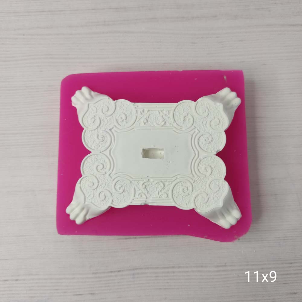YY0368 İşlemeli Dikdörtgen Ayaklık Silikon Kalıp