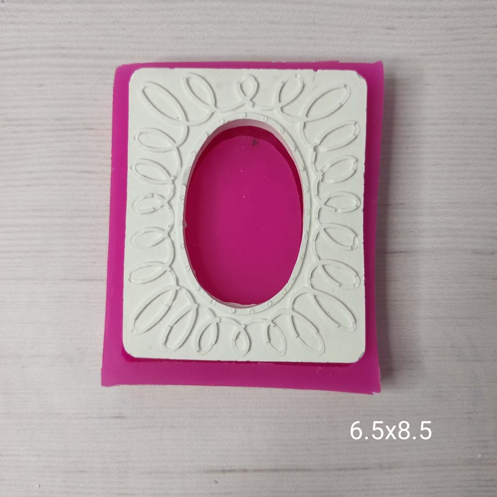 YY0378 Ortası Elips Kenarları Desenli Dikdörtgen Çerçeve Silikon Kalıp