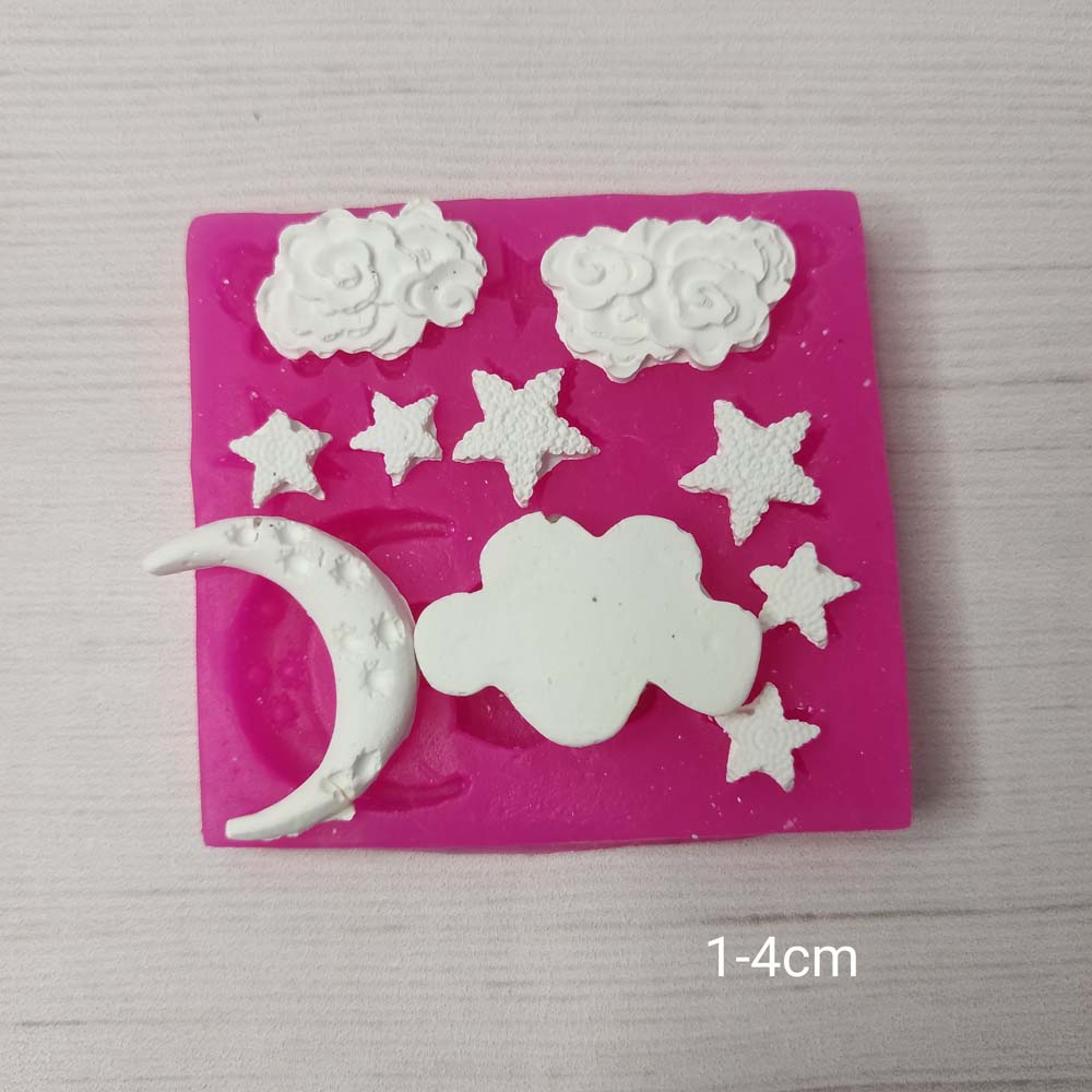 YY0409 Ay Yıldız Bulut Silikon Kalıp