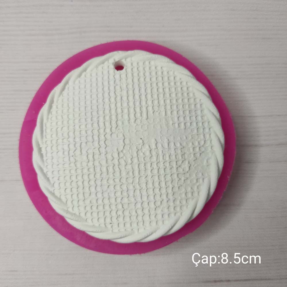 YY0410 Kenarları Burgulu Ortası Dokulu Yuvarlak Silikon Kalıp