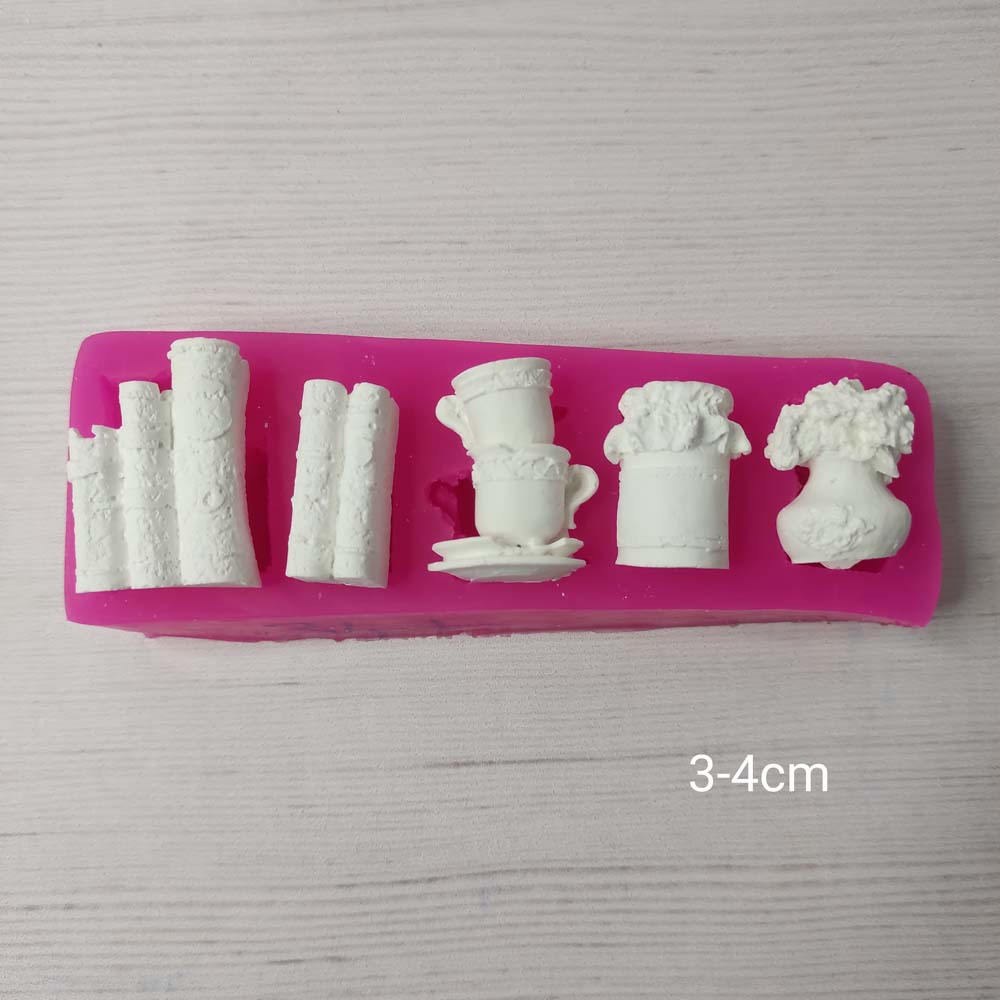 YY0413 Minyatür Kitap Fincan Kavanoz Set Silikon Kalıp