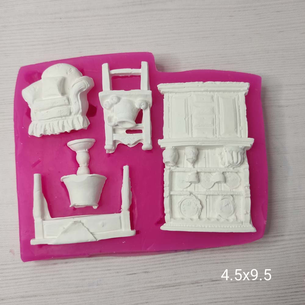 YY0415 Minyatür Masa Sandalye Koltuk Lamba Set Silikon Kalıp