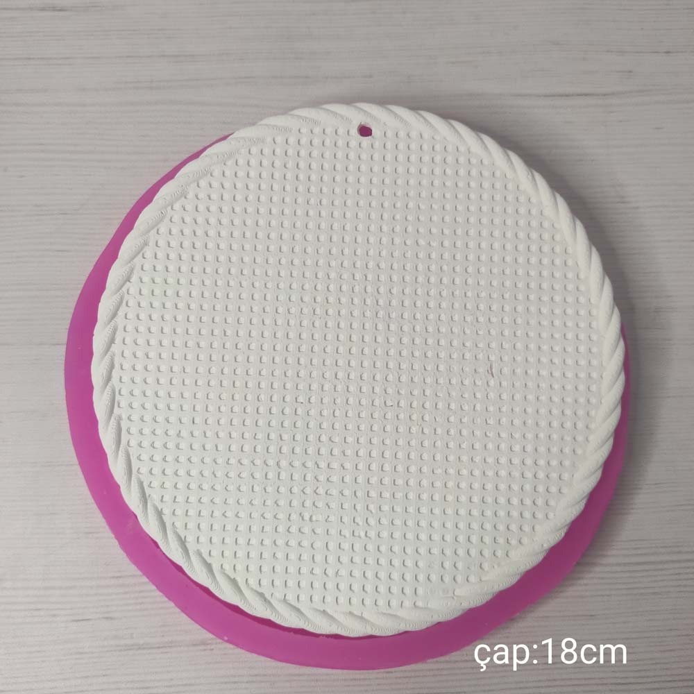 YY0509 Kenarları Burgulu Ortası Dokulu Yuvarlak Silikon Kalıp