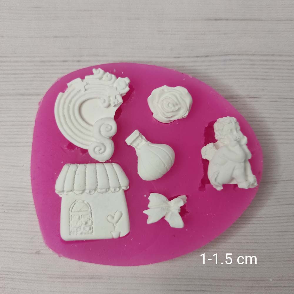 YY0585 Gökkuşağı Melek Gül Balon Fiyonk Ev Silikon Kalıp