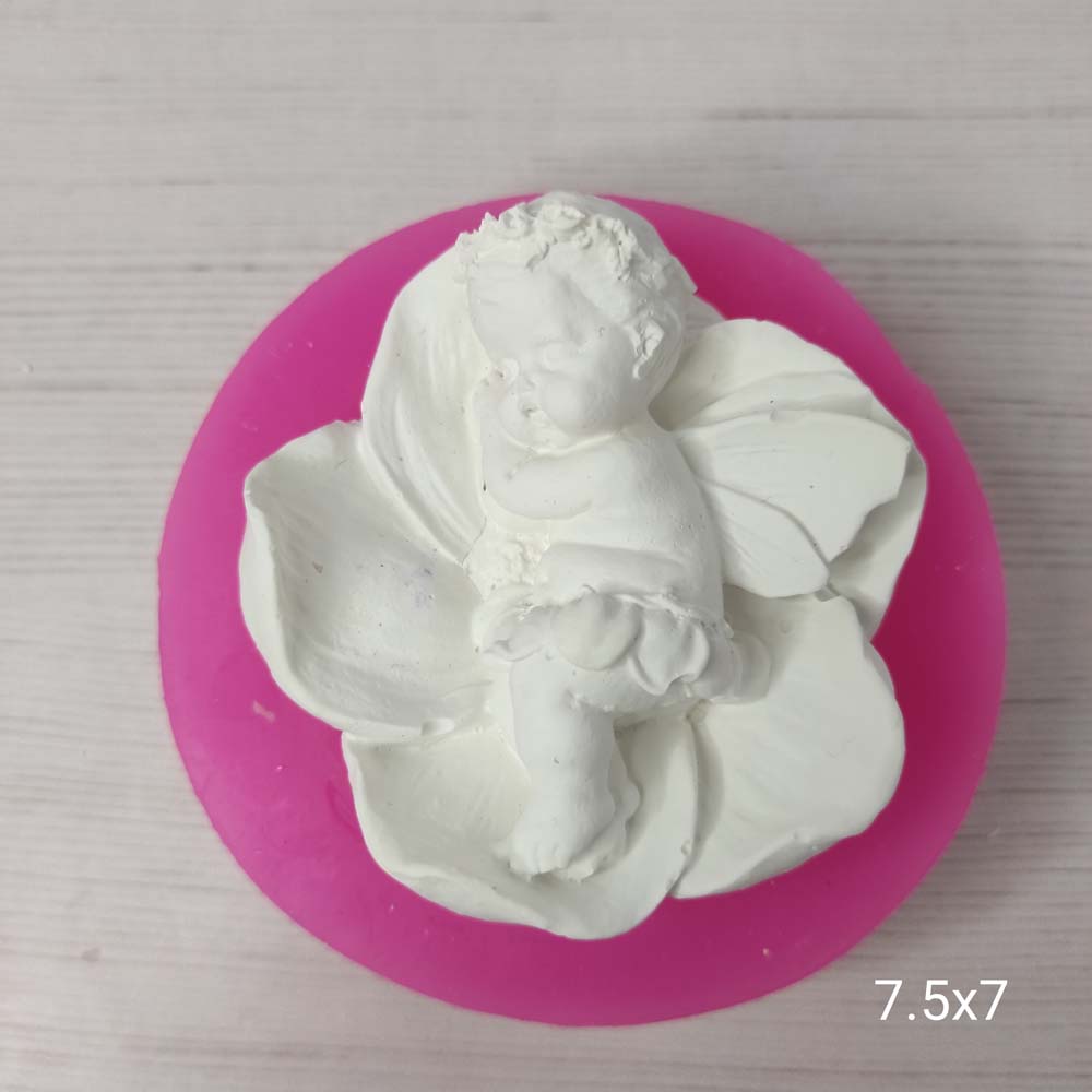 YY0598 Çiçek İçinde Uyuyan Melek Bebek Silikon Kalıp
