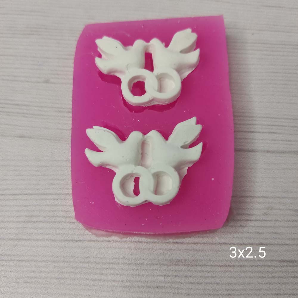 YY0678 Yüzük Taşıyan İkili Kuşlar Silikon Kalıp