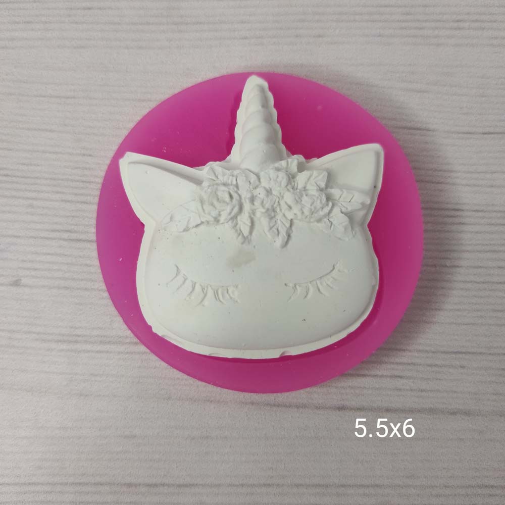 YY0680 Alnı Çiçekli Unicorn Surat Silikon Kalıp YY0680 Alnı Çiçekli Unicorn Surat Silikon Kalıp