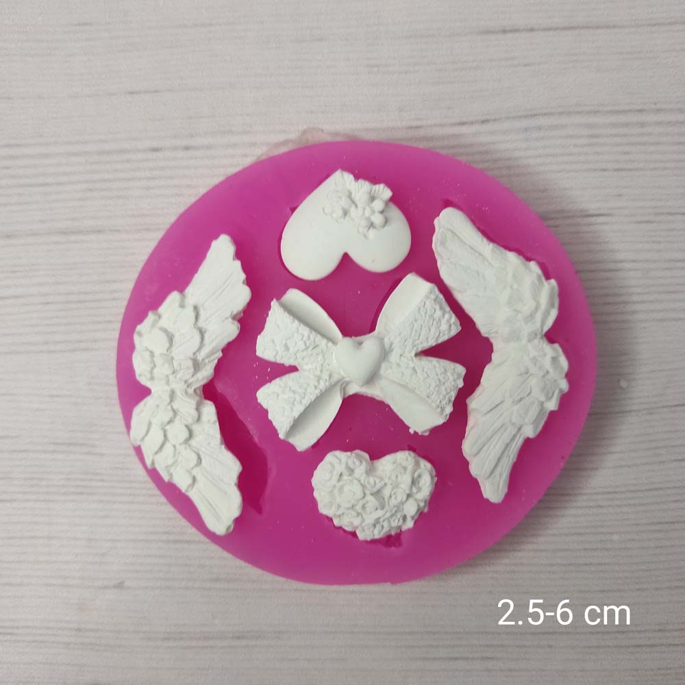 YY0729 Melek Kanadı Kalp Fiyonk Silikon Kalıp