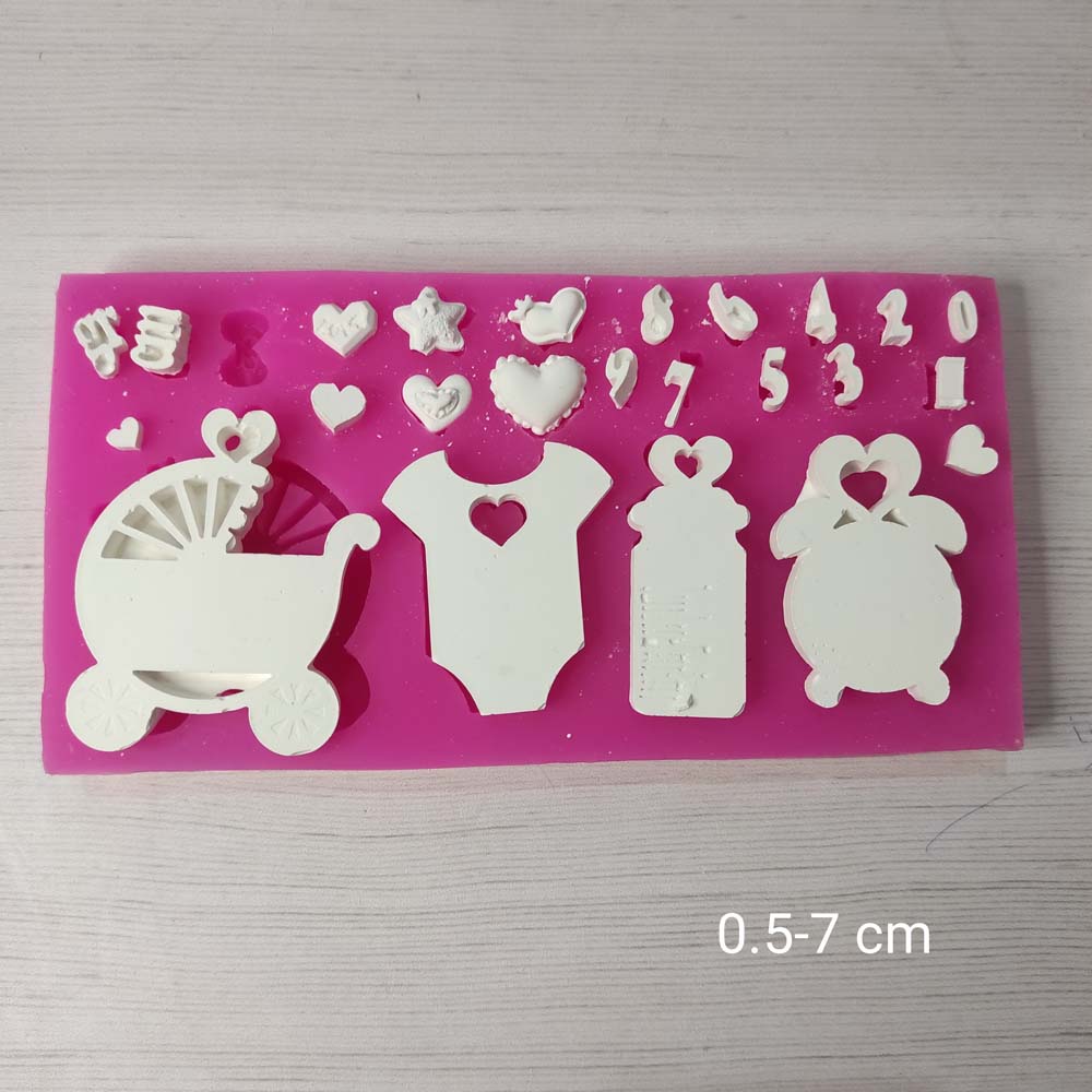 YY0777 Çoklu Bebek Figürleri Rakam Tulum Bebek Arabası Silikon Kalıp