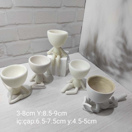Çöp Adam 5’li Saksı Silikon Kalıp – Eğlenceli ve Modern Dekoratif Hediye!