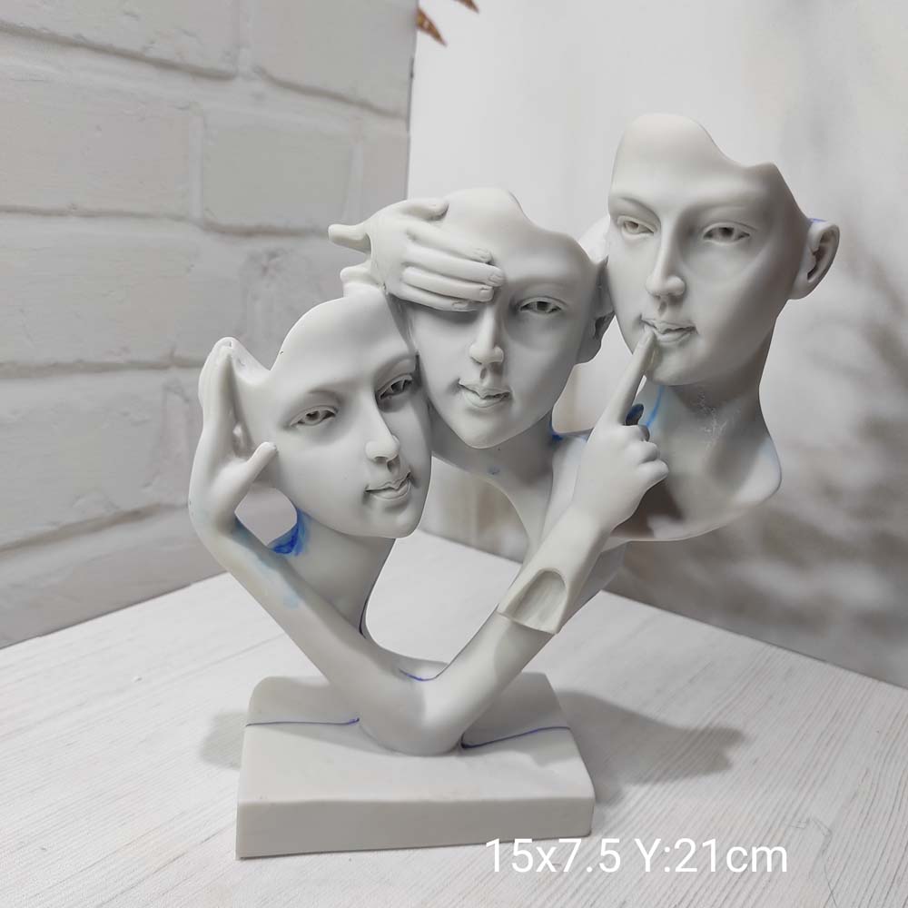 YY1265 Kaideli Kadın Biblo "Görmedim, Duymadım, Bilmiyorum" Silikon Kalıp: Yaratıcı ve Eğlenceli Hediye Seçeneği!