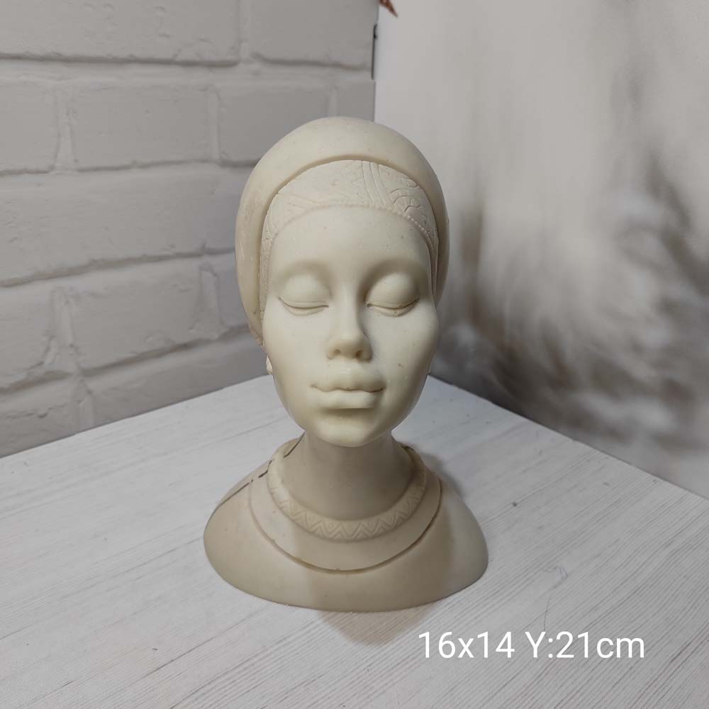 YY1324 Afrika Kadın Büstü Silikon Kalıp • El Yapımı Dekoratif Biblo Tasarımları için Hediye Seçeneği!