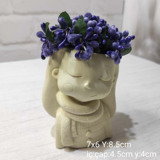 YY1578 - Atkılı Kız Saksı Silikon Kalıp YY1578 - Atkılı Kız Saksı Silikon Kalıp