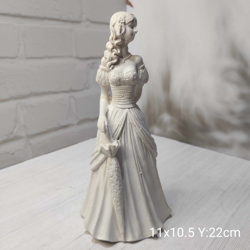 YY1624 Zarafetin Simgesi: Şemsiyeli Balo Kıyafetli Kız Biblo Silikon Kalıp!