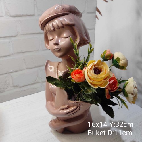 Buketli Kız Kepli Şapkalı Silikon Kalıp – Zarif ve Şık Dekoratif Tasarım!