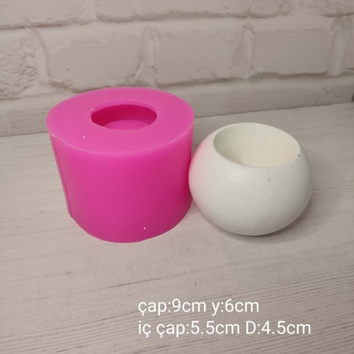 YY1833-Yuvarlak Mermer Saksı Silikon Kalıp