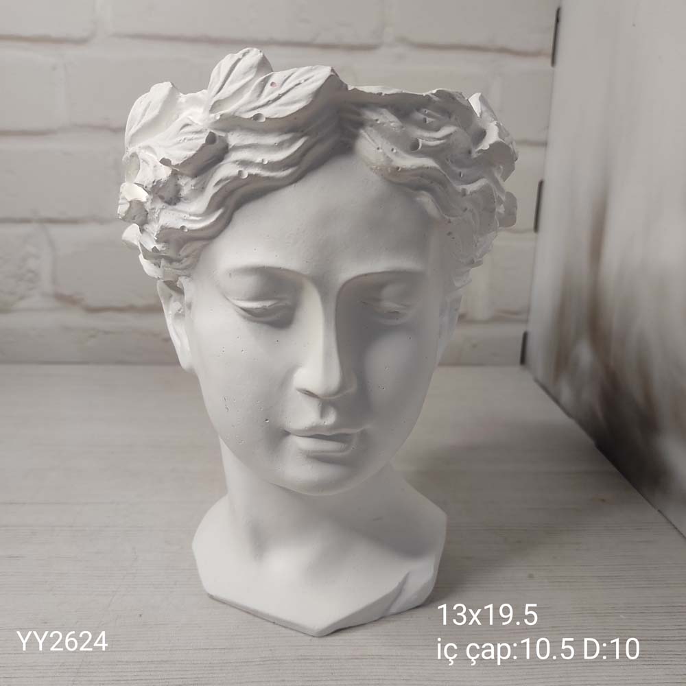 YY2624 Helen Büst Saksı Silikon Kalıp: Klasik Sanatın Zarif ve Estetik Yansıması!