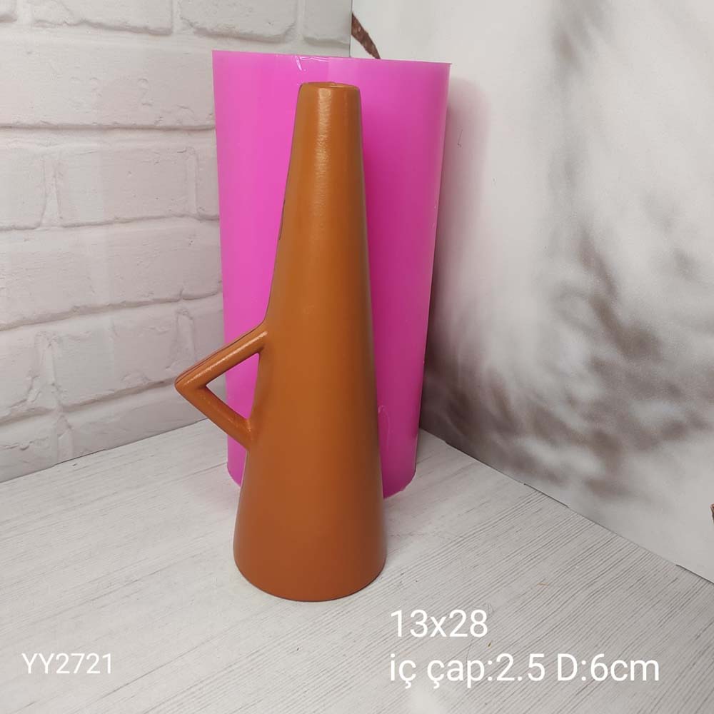 YY2721 Ters Konik Vazo Kulplu Silikon Kalıp