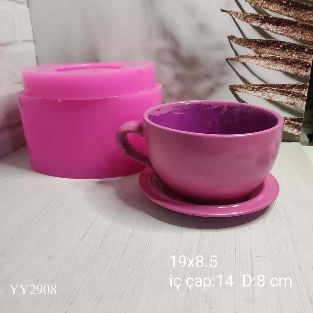 YY2928 Tabaklı Fincan Saksı Silikon Kalıp YY2928 Tabaklı Fincan Saksı Silikon Kalıp