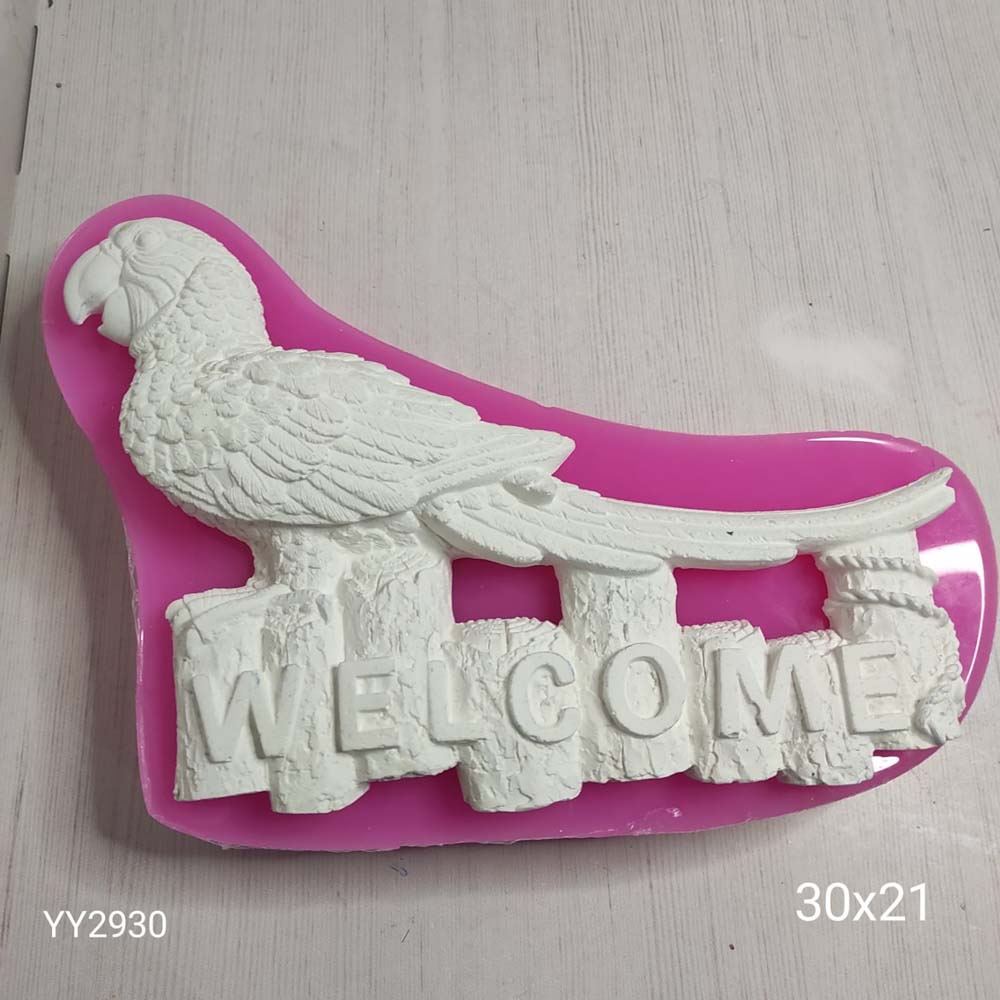 YY2930 Welcome Kapı Süsü Papağanlı Silikon Kalıp YY2930 Welcome Kapı Süsü Papağanlı Silikon Kalıp