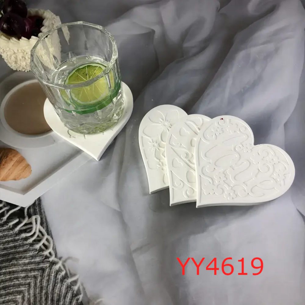 YY4619 - KALP ŞEKLİNDE BARDAK ALTLIĞI - DEKOR - SİLİKON KALIP YY4619 - KALP ŞEKLİNDE BARDAK ALTLIĞI - DEKOR - SİLİKON KALIP